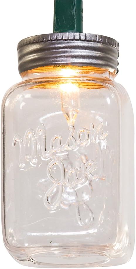 Kurt Adler UL 10-Light Clear Mason Jar Light Set