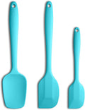 Silicone Spatula 3-piece Set, Ergonomic Handle High Heat-Resistant Spatulas, Non-stick Rubber Spatulas with Stainless Steel Core, Macaron Blue