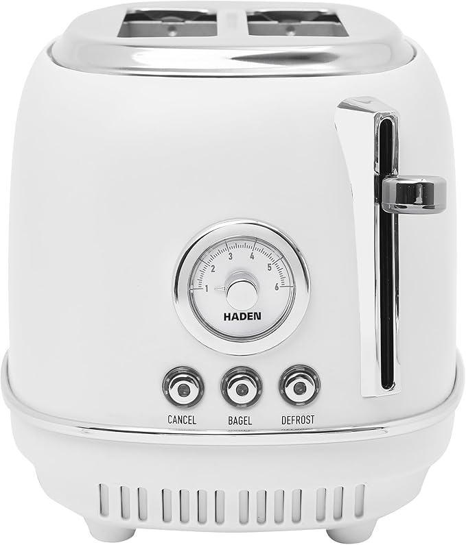 Haden Chelsea 2 Slice Wide Slot Toaster with Adjustable Browning Control, Ivory & Chrome