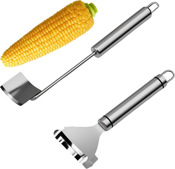 2 Pack Corn Peeler, Stainless Steel Stripper Tool Set, Cob Kernel Remover For Salads/Pizza/Bbq, Easy to Clean