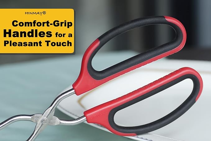 HINAMY Stainless Steel Scissor Tongs with Comfort-Grip Handle 13-Inch, Set of 2