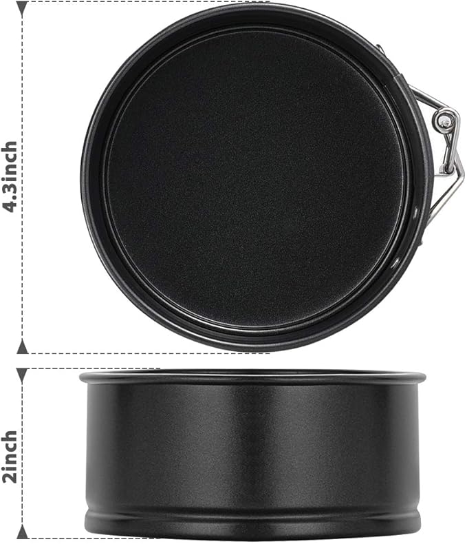 MASSUGAR Springform Pan 4 Pack 4-Inch Mini Cake Pan with 50 Pcs Parchment Paper Liners, Nonstick Leakproof Cheesecake Pan for Mini Cheesecakes Pizzas and Quiches