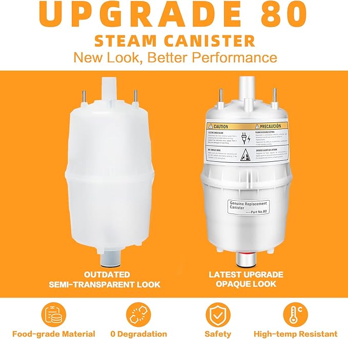 Upgrade 80 Steam Canister for Aprilaire Steam Humidifier Models 800, 801, 865, 866, 80 Replacement Canister OEM Substitute for Aprilaire Canister, 1 Pack