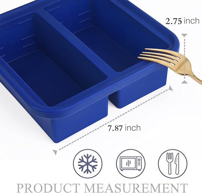2 Cup Silicone Freezer Molds 2 Pack Silicone Freezer Tray with Lid Make 4 Perfect 2-Cup Portions - Easy Release Molds for Food Storage & Freeze Soup, Broth, Stew or Sauce