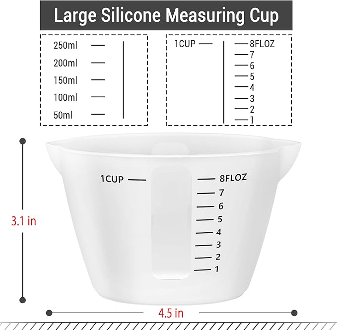 Gartful 250ml Resin Measuring Cups, 3PCS Large Silicone Resin Mixing & Pouring Cups, Reusable Easy Clean for Epoxy, Jewelry Casting Molds, Making Handmade Craft, 8 oz