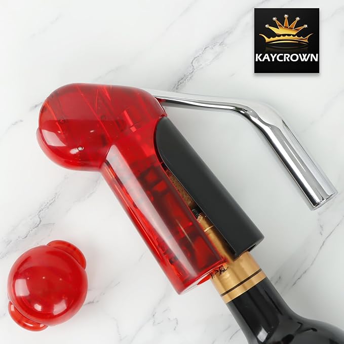 KAYCROWN Wine Bottle Opener - Vertical Lever Corkscrew Wine Opener - Clear and Red, 7.16in * 2.28in * 7.4in