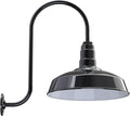 Steel Lighting Co. Gardena Barn Light | Outdoor Wall Mounted | 16" Dome | Upslope Gooseneck | Farmhouse Light Made in America | Black Exterior/White Interior