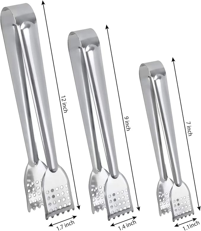 8 Pack Serving Tongs by Tcoin, 12 Inch Functional Tongs for Serving Food at Parties and Get-togethers, Versatile and Durable