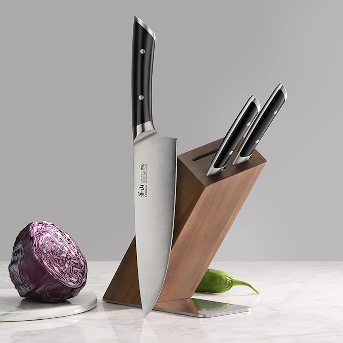 Cangshan HELENA Series German Steel Forged, HUA Knife Block Set (4-Piece, Black)