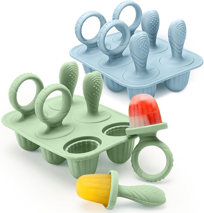 Silicone Toddlers Popsicle Molds with Sticks, 2Packs Mini Popsicles Molds for Baby Breastmilk Popsicle Molds for Teething Relief, Frozen Treats Maker Popsicle Maker Ice Pop Mold for Babies Kids