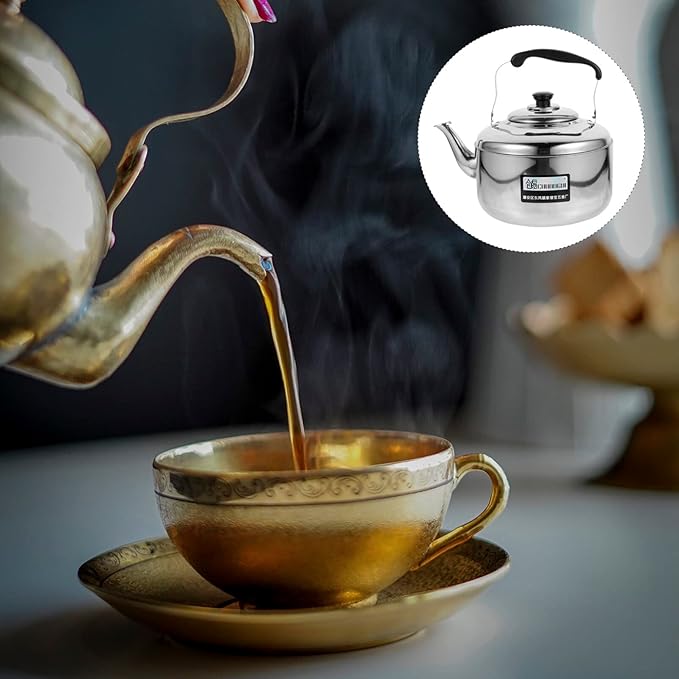 Cabilock 6L Stainless Steel Whistling Tea Kettle Large Capacity Stove Top Water Pot with Ergonomic Handle for Home Kitchen