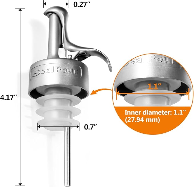 Olive Oil Spouts, Stainless Steel Pour Spout, Olive Oil Pour Spout for Dispenser, Pour Bottle Spouts, Suitable for Beverage,Vinegar and Sauce for Home Kitchen -6PCS