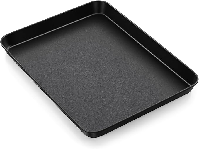 P&P CHEF 12.4 Inch Baking Cookie Sheet Pan, Carbon Steel Oven Tray, Non Stick Bakeware for Cooking Baking Bread Meat Vegetables, Sturdy & Healthy, Easy Clean, 1Pc