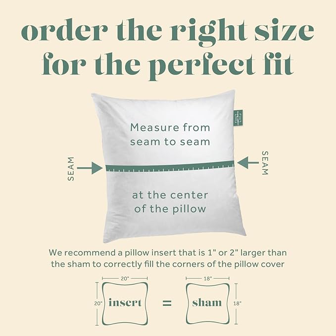 ComfyDown Decorative Throw Pillow Insert, Down and Feathers Fill, 100% Cotton Cover 233 Thread Count, Square Pillow Insert - Made in USA (20" x 20")