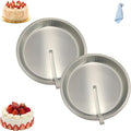 Easy Release Pans Round with Lever, 9.7" Quick Release Easy-Out Cake Pan Set,Baking Tools Pans Stainless Steel Round,Apple Pie Bake & Serve Sets, For All Kinds of Bases (2)