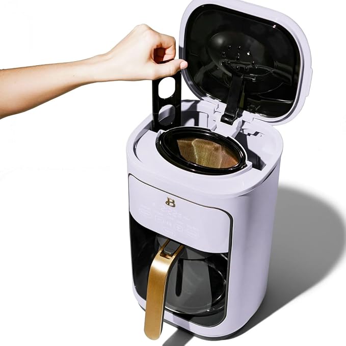 Beautiful 14 Cup Programmable Coffee Maker, Touch Display, 1200W, Brew Strength Control, Keep Warm, Pause & Serve, Glass Carafe, Reusable Filter, Auto Shut-Off, Matte Finish (Lavender)