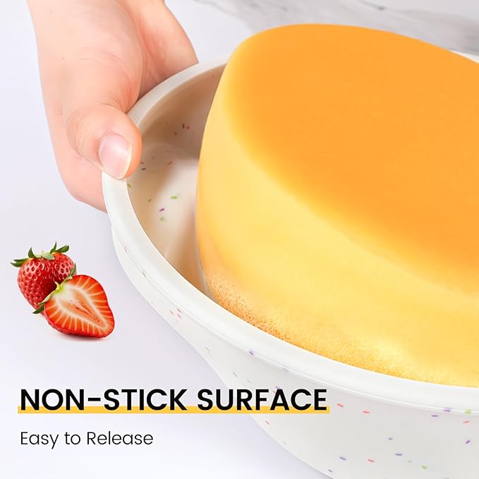 Vinino 6 Inch Silicone Round Cake Pan with Metal Reinforced Frame, Nonstick Silicone Springform Pan for Baking Suitable for Making Layers, Cheese & Chocolate Cakes