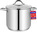 Stainless Steel Stockpot with Tempered Glass Lid 16 Quart, Durable 18/0 Stainless Steel, Impact-Bonded Base for Even Heating, Riveted Handles, Oven & All Stove Compatible, Safe Up To 500°F (260°C)