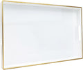Spsyrine White Decorative Serving Tray with Handles, Elegant Plastic Coffee Table Tray for Ottoman, Living Room, Home Decor 15.6" X 10.2"