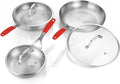 DELARLO Tri-ply Stainless Steel Frying Pan Set with Lid 8" 10" 12" large Skillets Induction Chef's Pan,Pots and Pans Set Kitchen Cookware Frying Pan Set Dishwasher and Oven Safe