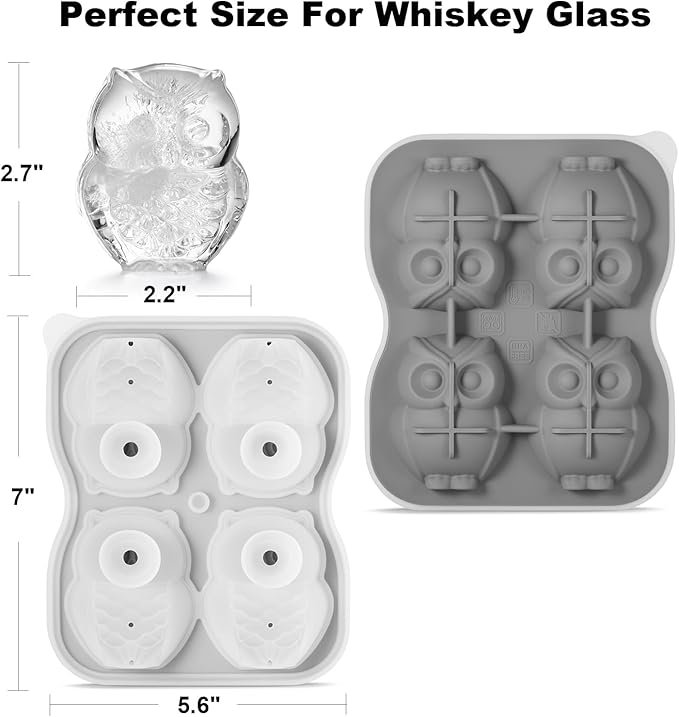 Nax Caki 3D Owl Ice Cube Mold Fun Shapes, Hedwig Owl Gifts for Women & Harry-Potters Movie Lovers, Cute Large Craft Ice Mold, Big Cat Ice Cube Trays for Whiskey Cocktails Bourbon