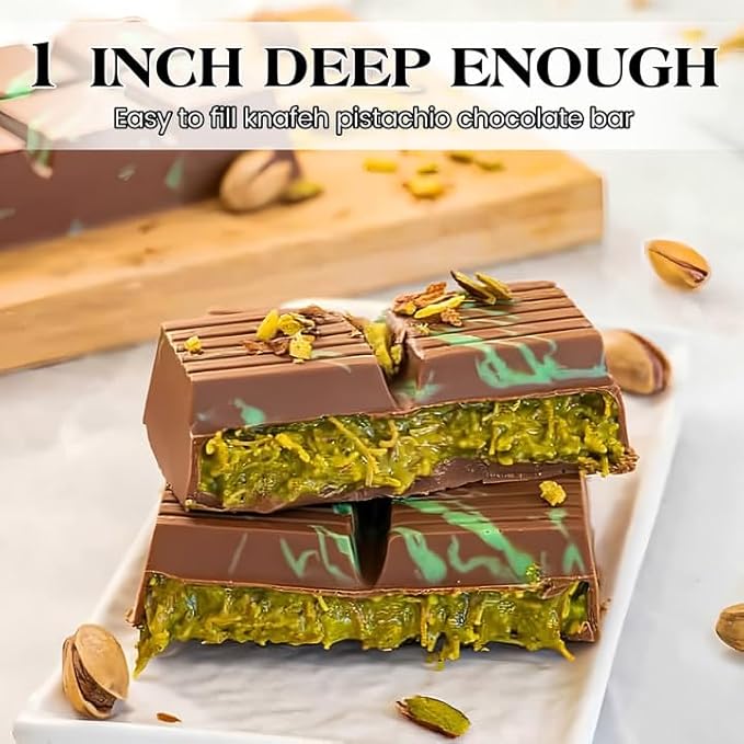 1 Inch Chocolate Bar Mold Deep Dubai Stuffed Chocolate Molds Silicone Large Break Apart Silicone Molds (Mix,1 Pc）