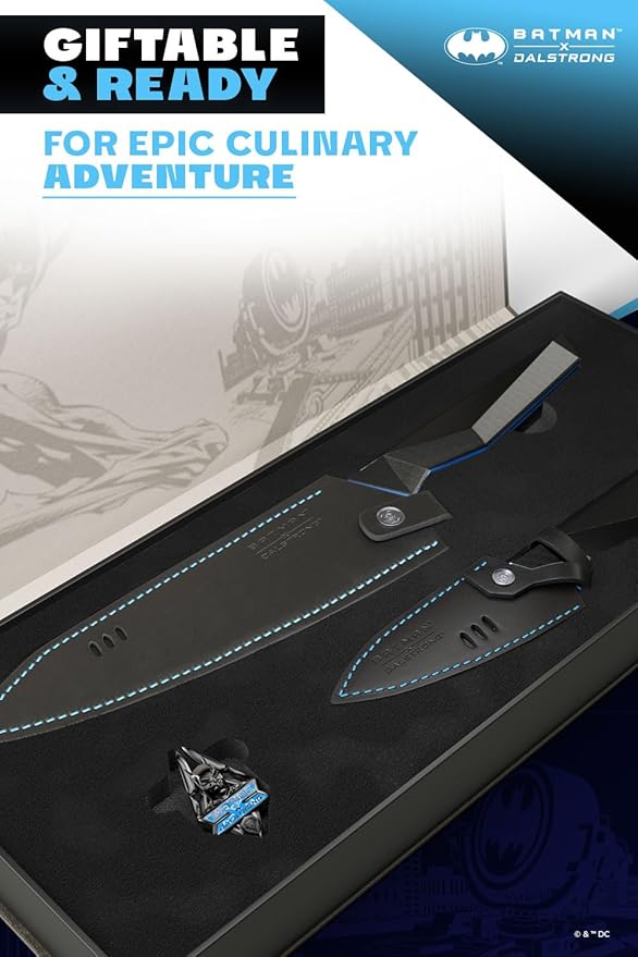 Dalstrong Knife Set - 2 Piece - BATMAN™ Shadow Black Edition - 8" Chef Knife 3.75" Paring Knife - High Carbon 7Cr17MoV Steel - Black Titanium Kitchen Knife - Collection Item - G10 Handle - Sheath