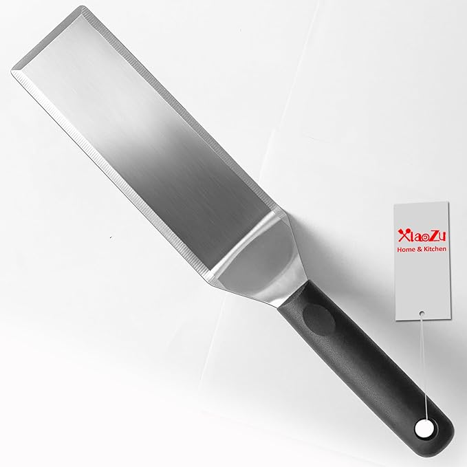 Professional Metal Spatula for Cast Iron Skillets and Flat Top Grills, Full Tang Silicone Handle, Stainless Steel Blade, Smash Burger Spatula Turner for Flipper, Cooking, BBQ, 3"x8"
