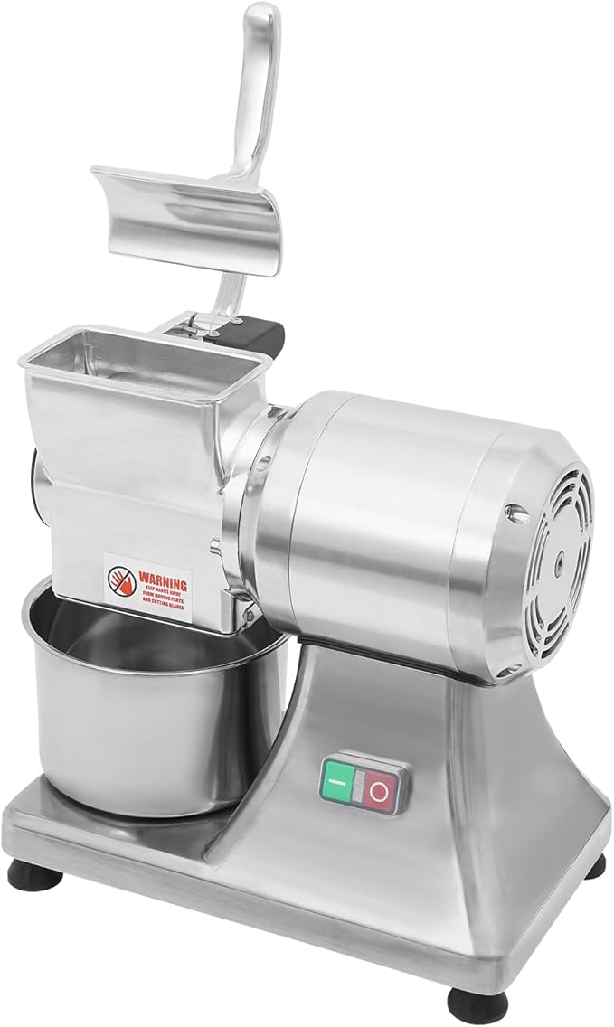 Electric Cheese Grating Machine, 550W 110V Multifunctional Automatic Vegetable Cutter and Food Processor Stainless Steel Crushing Barrel Food for Cheese Butter Bread Bran 88Lbs/h Production