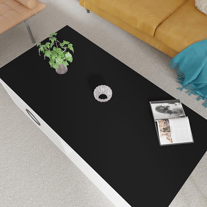 Desk Cover Protector - 24x64 Inch Waterproof Easy to Clean Can Conceal Flaws Protector The Table Top from Scratches Used for Coffee Table (Black+Black 24x64)