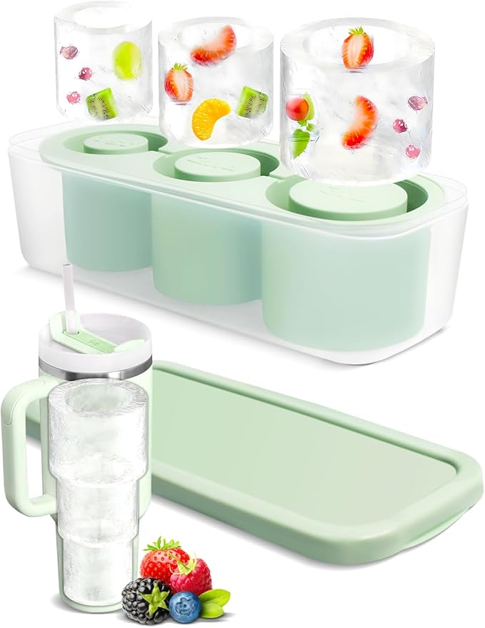 Ice Tray Mold for Stanley Cup, 2025 Tumbler Cup Ice Mold, Silcone Ice Cube Tray with Lid for Tumbler, Easy Fill and Release Ice Maker for Whiskey, Cocktail BPA-Free.30-40 oz