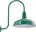 Steel Lighting Co. Gardena Barn Light | Outdoor Wall Mounted | 16" Dome | Upslope Gooseneck | Farmhouse Light Made in America | Green Exterior/White Interior