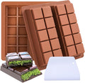 FUNBAKY Dubai Silicone Chocolate Bar Mold - 1-Inch Deep Cavities, Large Thick Candy Bar Mold, Ideal for Filling Pistachio Chocolate, Includes Scraper, 2 Pack
