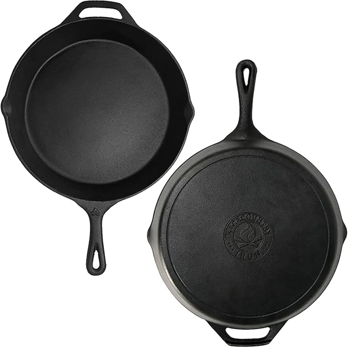 Backcountry Iron 12 Inch Round Large Pre-Seasoned Cast Iron Skillet