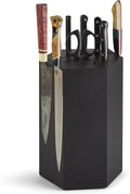 360KnifeBlock® MAX (black) ROTATING Magnetic Knife Block - MAX 12" tall with an array top slots SeriousEats/Food&Wine/ATK BEST Universal Knife Block - handmade in Washington
