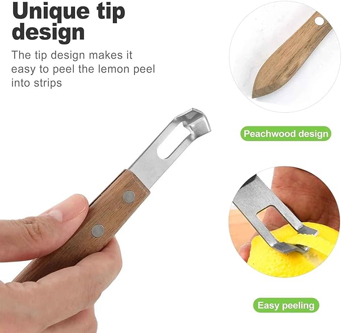 2Pcs Channel Knife Lemon Zester Tool Stainless Steel Citrus Peeler for Orange Fruit Rind Peel, Home Kitchen Bar Tools