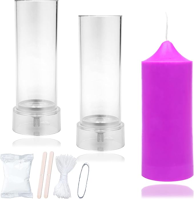 MILIVIXAY 2PCS Pillar Candle Mold -Height: 6.0inch,Diameter:2.0inch-30ft Long Wicks, 2pcs Wick Holders, a Mold Sealer and a Lead Wire Included as a Gift.