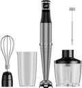 Immersion Blender handheld Powerful 1000W 5 in 1 Hand Blender Corded Hand Mixer Heavy-Duty Stainless Steel Blades Handheld Blender with Milk Frother, Egg Whisk, 600ml Beaker, 500ml Chopper
