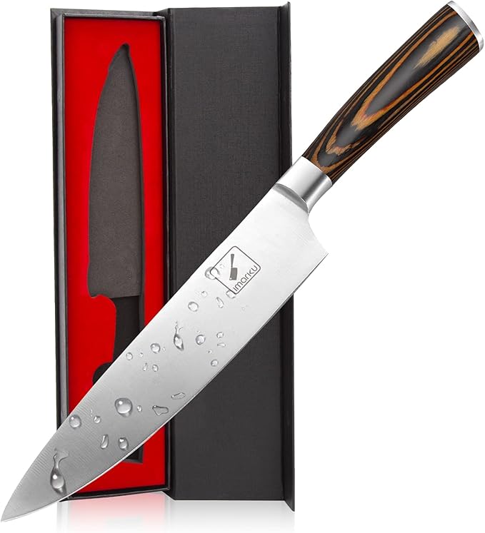 imarku Chef Knife - Pro Kitchen Knife 8 Inch Chef's Knives Japanese SUS440A Stainless Steel Sharp Paring Knife with Ergonomic Handle, Orange Handle, Christmas and Thanksgiving Gifts for Men and Women