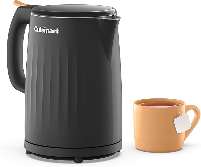 Cuisinart Soho 1-Liter Double Wall Electric Hot Water Kettle, Tea Kettle with Stainless Steel Interior, One Touch Operation to Boil Water for Tea, Hot Cocoa, or Instant Oatmeal, CK-10BK, Black