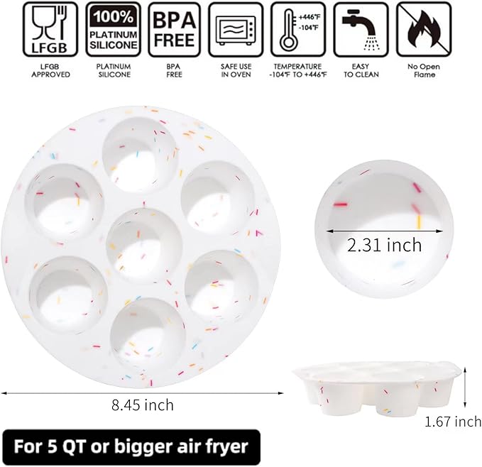 Silicone Egg Bite Molds Air Fryer Muffin Pan for Baking Non-Stick Silicone Egg Molds 7 Cups Air Fryer Cupcake Mold for Mini Muffins, Tart, Mini Cupcake BPA Free