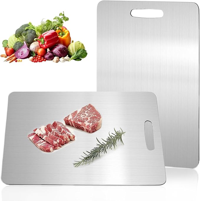 Katuchef Titanium Cutting Board,2026 New 100% Pure Titanium Cutting Boards for Kitchen,Non toxic Doubld-Side Durable Chopping Boards, Easy to Clean and Store(1PC-M:13.38 * 9.05)