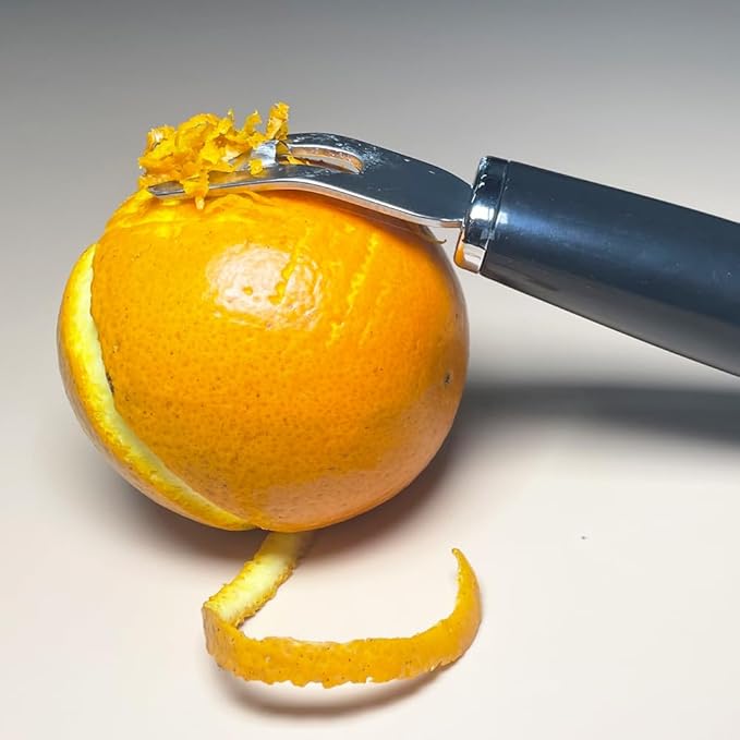 Channel Knife, 2 in 1 Lemon Peeler Zester Cocktail Garnish Citrus Zester 5 Baldes Ultra Sharp Lemon Rind Twist Peeler Stainless Steel Bar Tool Professional Grade Bar Accessory (Sliver)