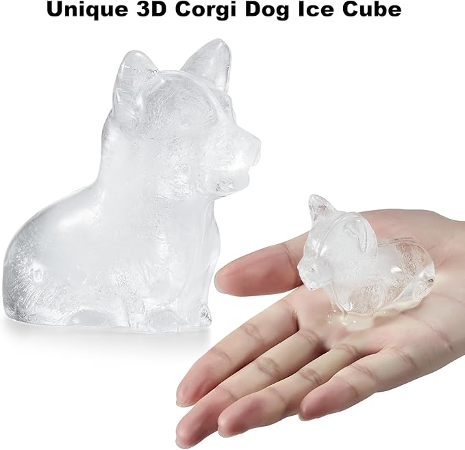 Nax Caki Corgi Dog gifts 3D Ice Cube Mold Fun Shapes, Large Craft Ice Mold, Big Dog Ice Cube Trays for Whiskey Cocktails Bourbon