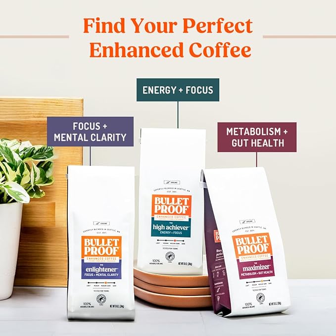 Bulletproof The Maximizer Ground Coffee, 10 Ounces, Clean Coffee with Prebiotics, Metabolism and Gut Health Support, Packaging May Vary