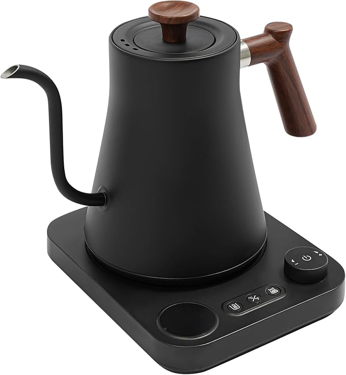 30oz Bistro Electric Gooseneck Kettle,1200W Stainless Steel Coffee Kettle with ±1℉ Temperature Control,Quick Heating Pour Over Electric Kettle for Coffee&Tea (Black)