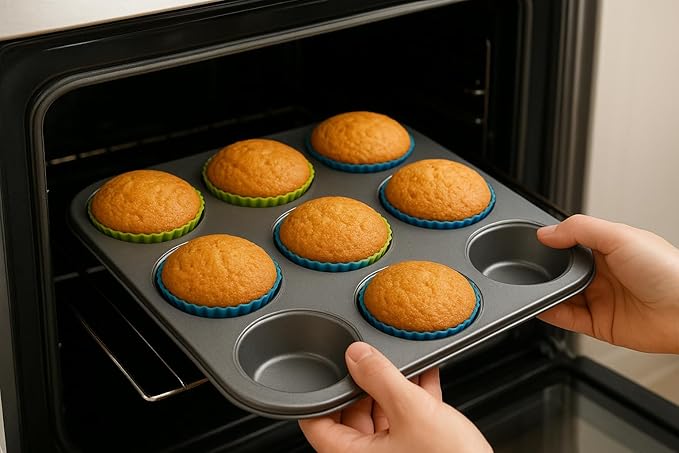 Silicone Baking Set with Silicone Baking Mat (12” x 16”) and 10 Standard Cupcake Liners (2.7” Reusable Muffin Cups) – Nonstick Pastry Mat for Rolling Dough, Oven Safe, BPA Free, Easy to Clean
