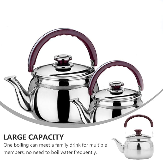 LIFKOME Whistling Water Kettle Traditional Tea Pot Stainless Steel Water Boiling Kettle 750ml Stovetop Kettle with Handle for Home Hotel