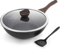 Kordisen Nonstick Wok with Lid, 12 Inch Woks & Stir-fry Pans, Granite Stone Coating for Cooking, Induction Cookware, Compatible with All Stovetops, PFOA Free