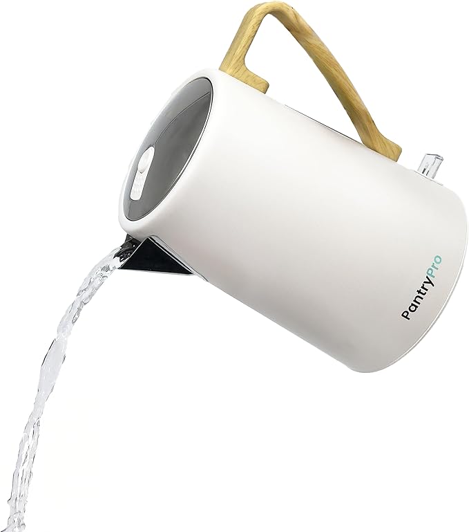 PantryPro 1.7L 1500W Rapid-Boil Electric Kettle - Stainless Steel Interior - Auto Shut-Off, Boil-Dry Protection, LED Indicator, Wide Opening - Cream White